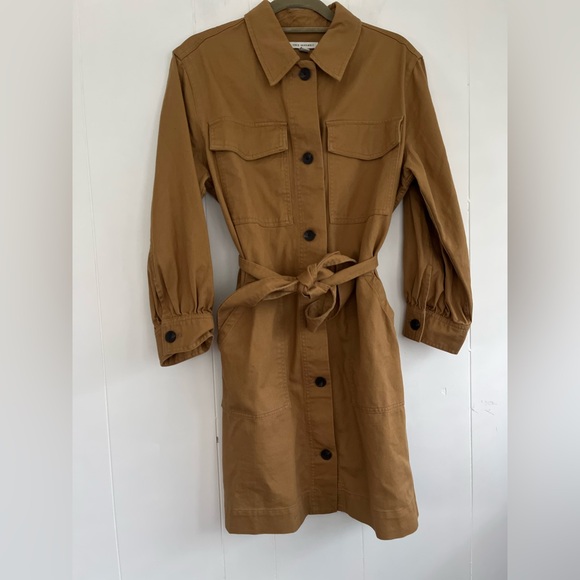 Free Assembly Womens Long Sleeve Belted Utility Mini Dress Tan Size Large - Picture 8 of 13